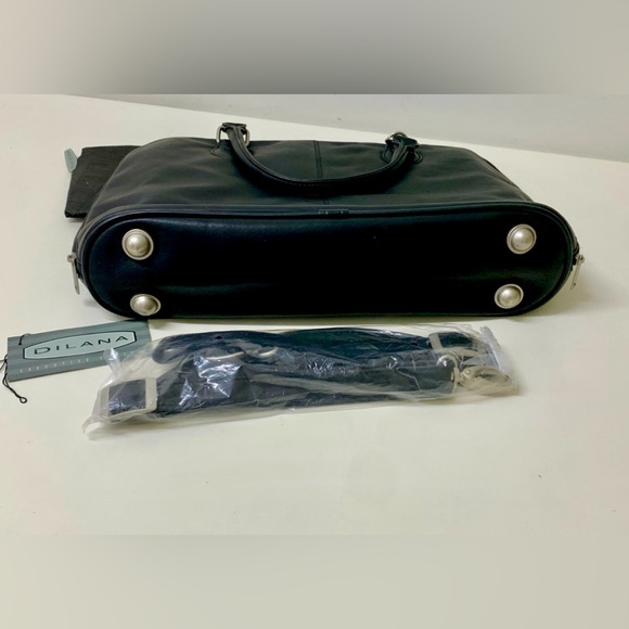 Black Leather Dilana Executive Series Laptop Briefcase Messenger Bag Brand New - Picture 15 of 16